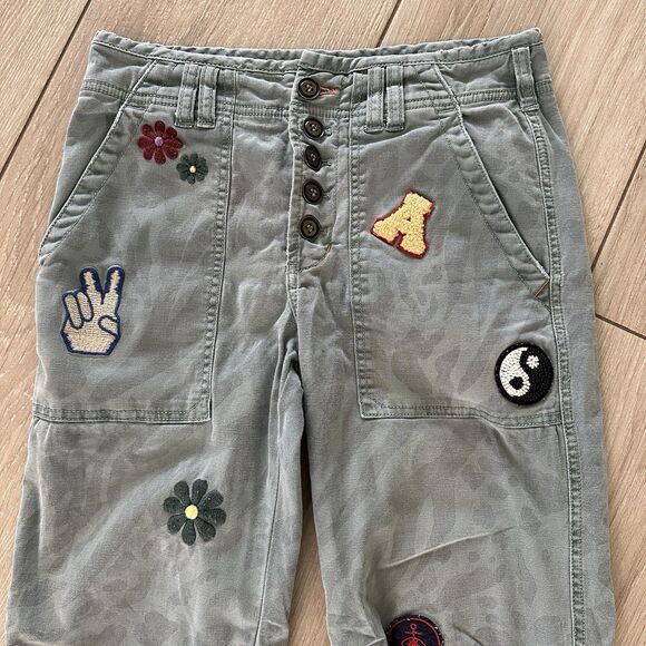 Anthropologie Pilcro the Wanderer Utility Patches Pants Size 26 Embroidered - Picture 3 of 9